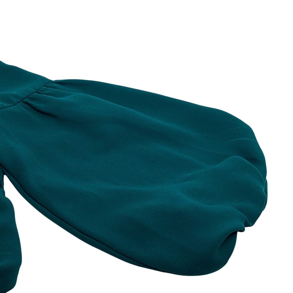 Trina Turk Women's Balloon Sleeve Squared Gathered Neck‎ Green Blouse Size XS - Picture 3 of 8